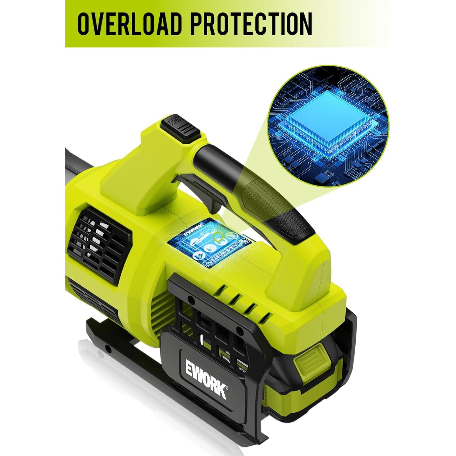 EWORK Soplador de Hojas Inalámbrico 21V Turbo 1.63kg