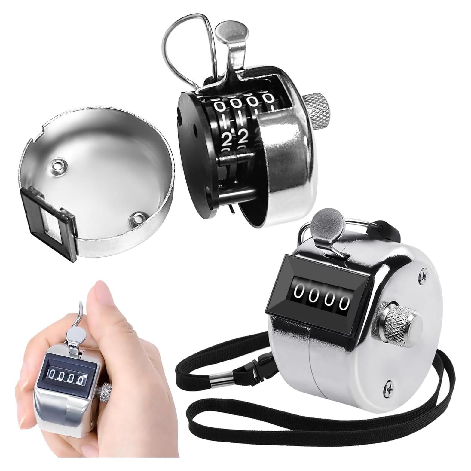 Contador Manual Clicker Othmro 2 Pcs Metal Plata 9999