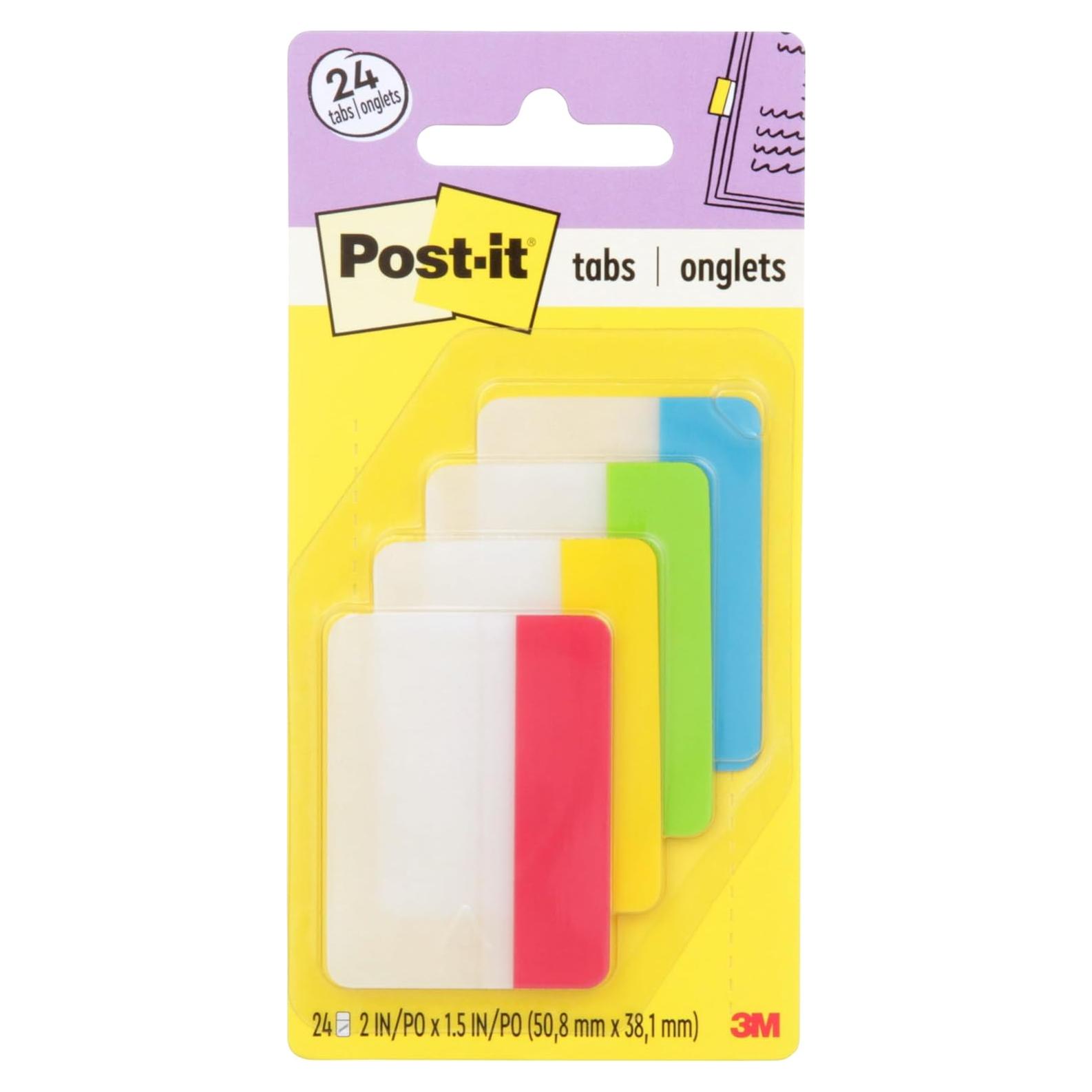 Pestañas Post-it 5 cm Colores Primarios 24 Pestañas 3M