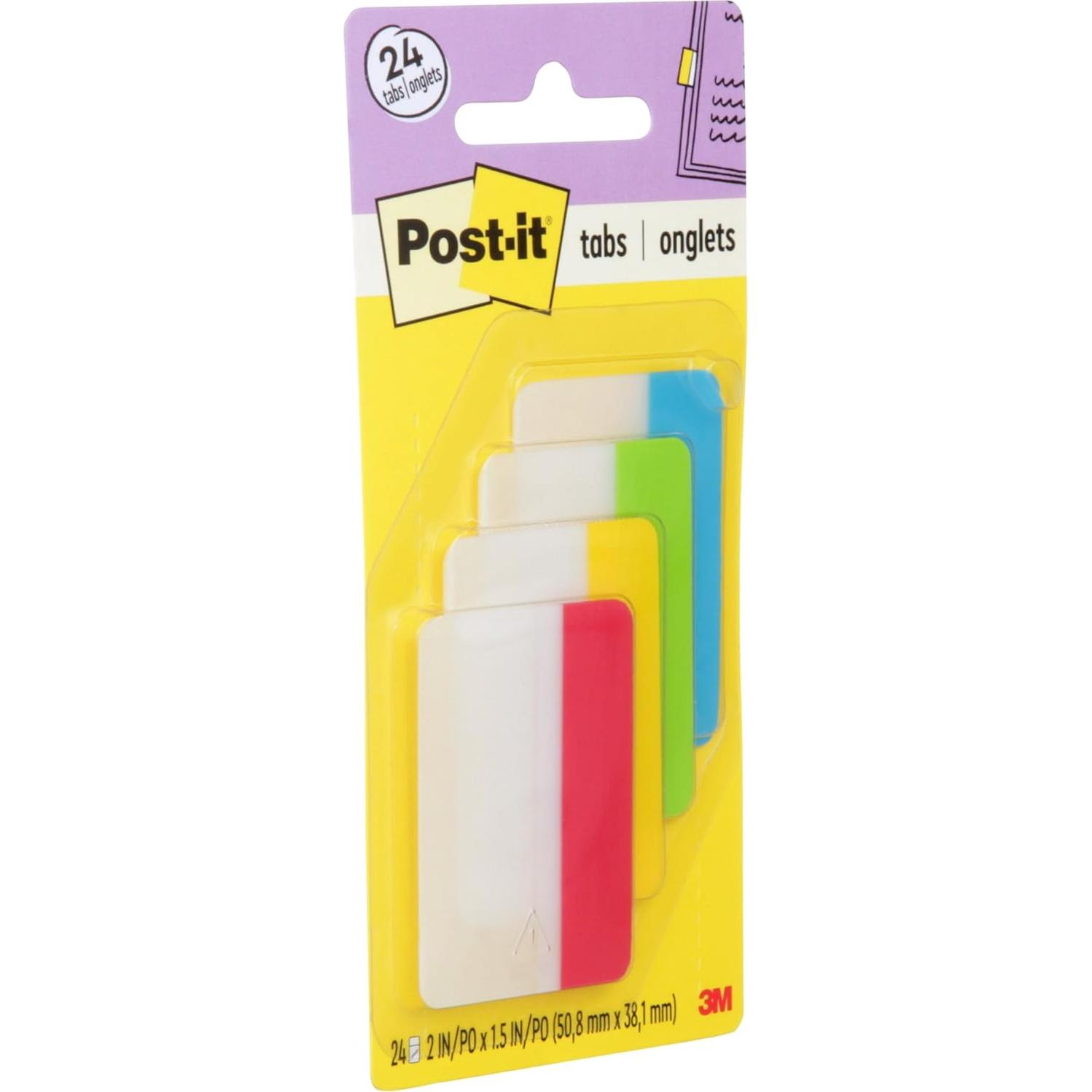 Pestañas Post-it 5 cm Colores Primarios 24 Pestañas 3M