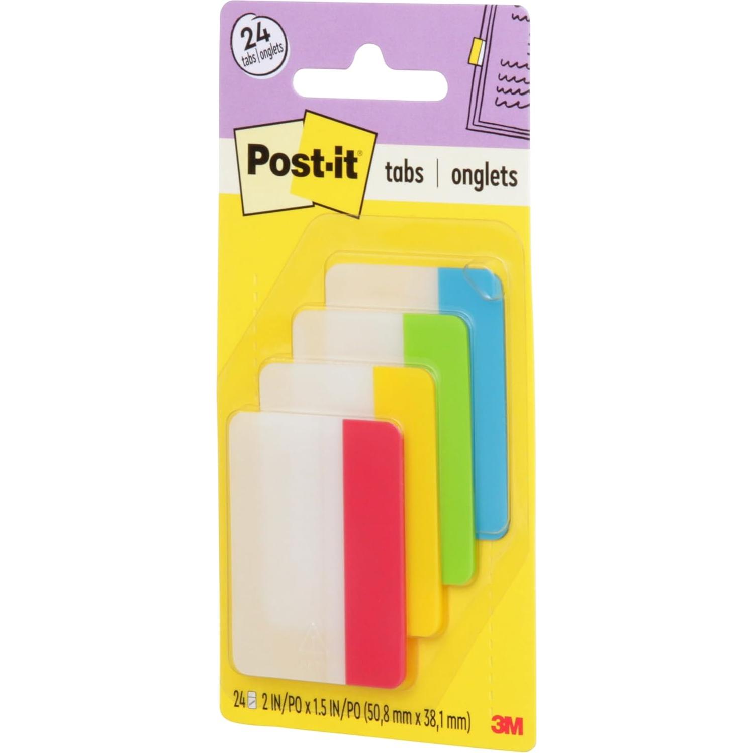 Pestañas Post-it 5 cm Colores Primarios 24 Pestañas 3M