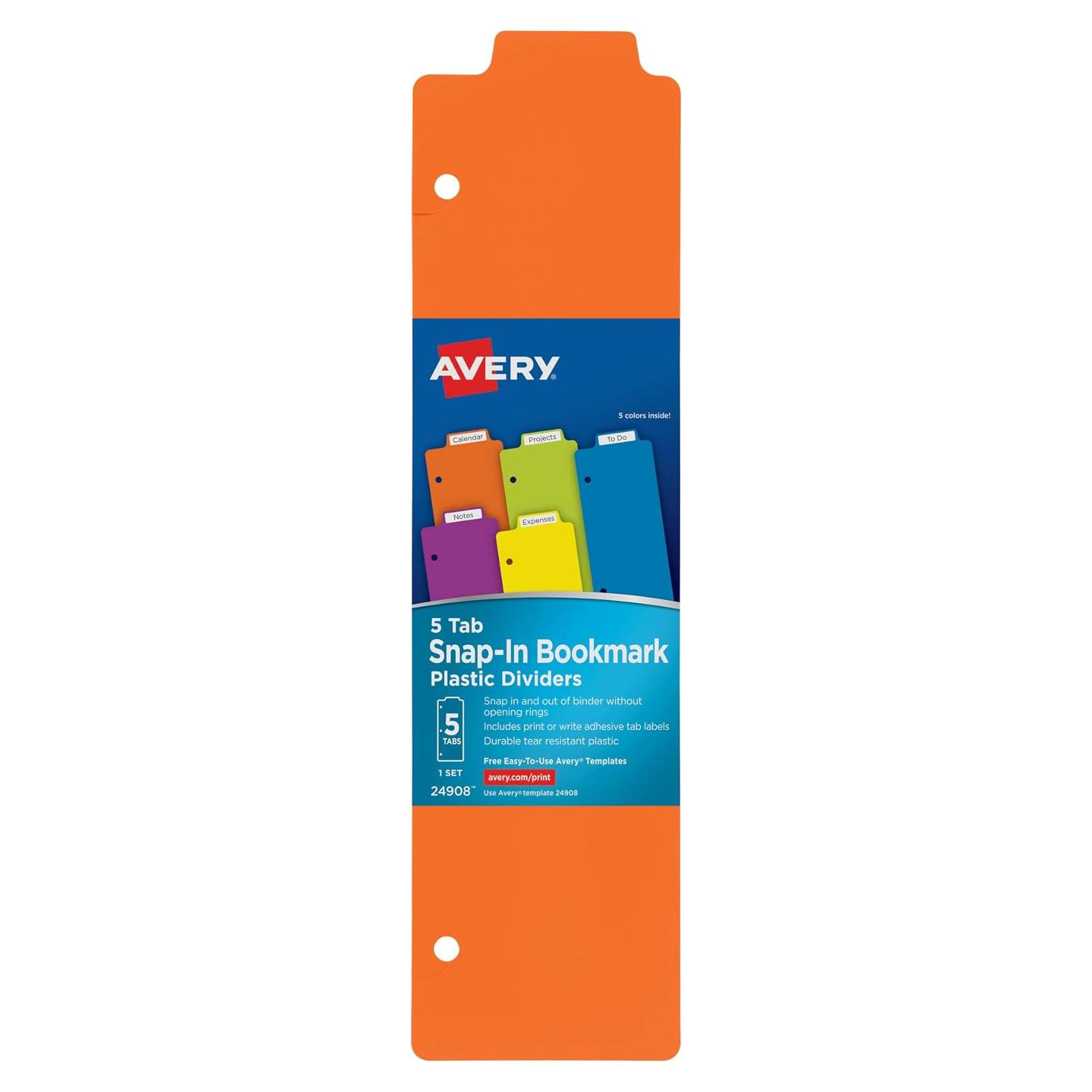 Separadores de Marcador Plástico Avery 5 Pestañas Multicolor