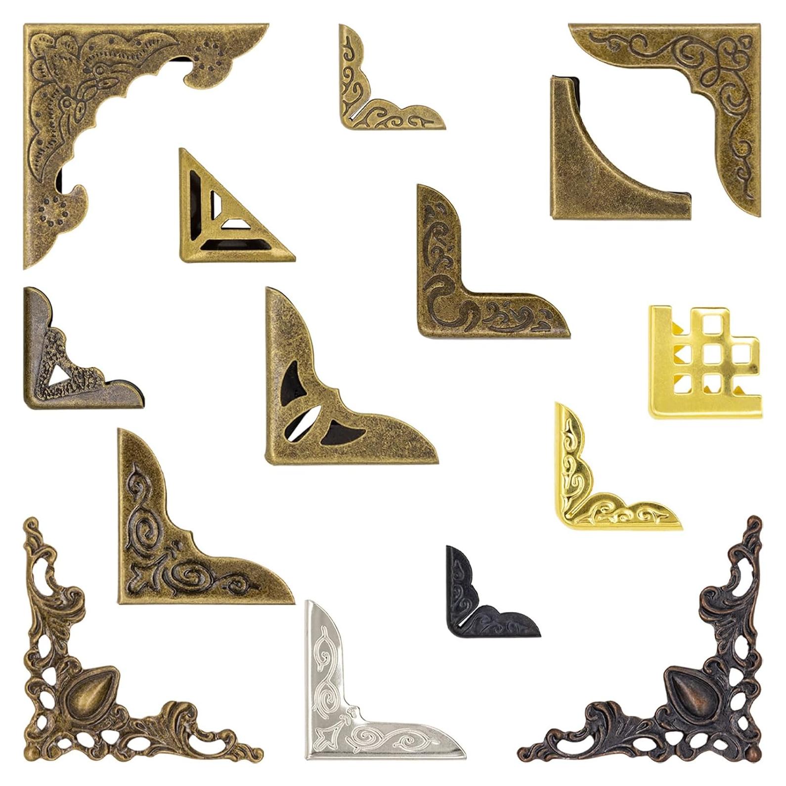 60 Protectores de Esquina de Metal Vintage para Libros y Scrapbooking