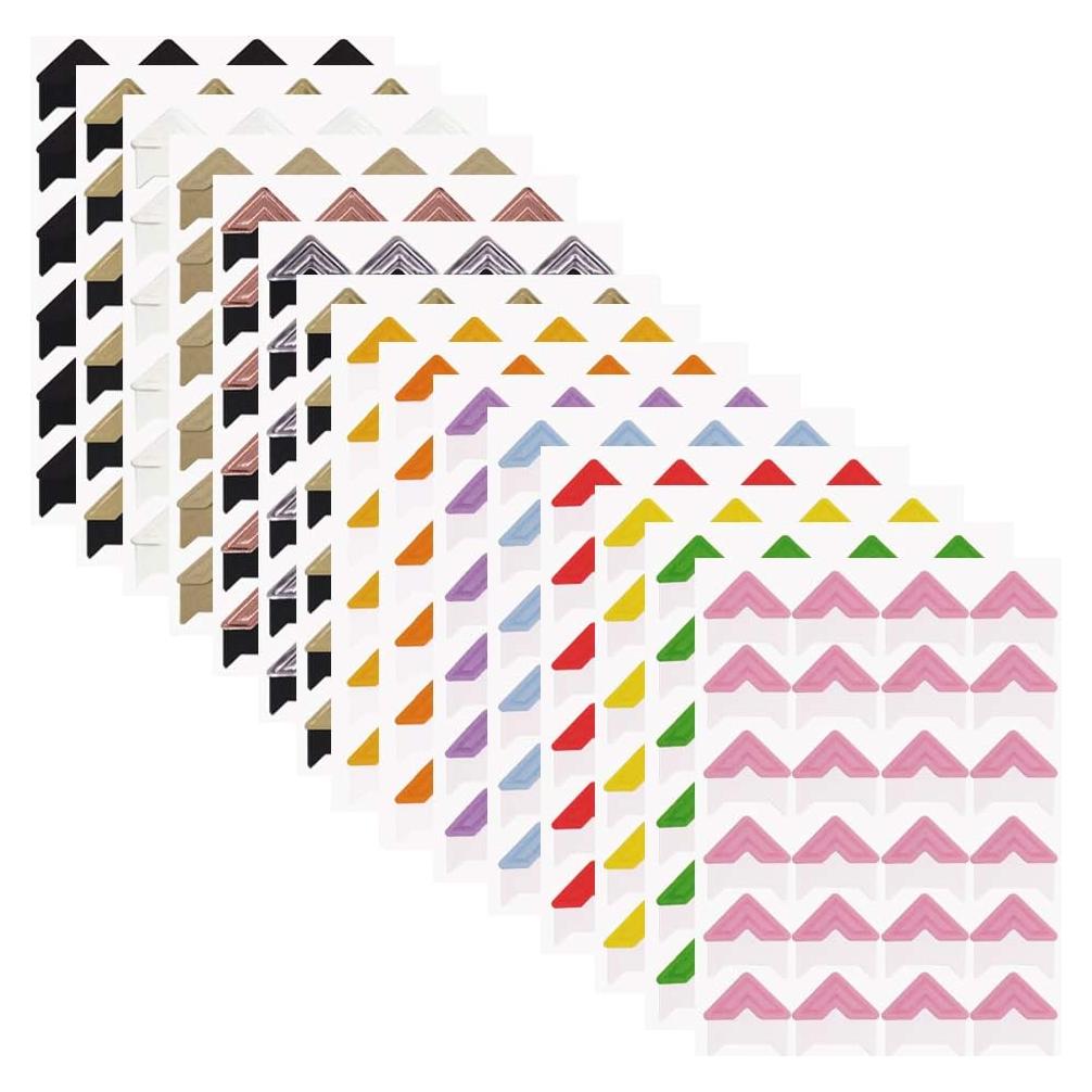 Esquinas de Fotos Autoadhesivas FineGood - 15 Piezas Vintage 14 Colores