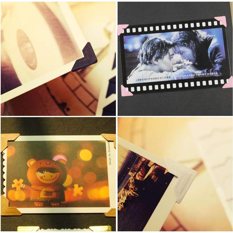 Esquinas de Fotos Autoadhesivas FineGood - 15 Piezas Vintage 14 Colores