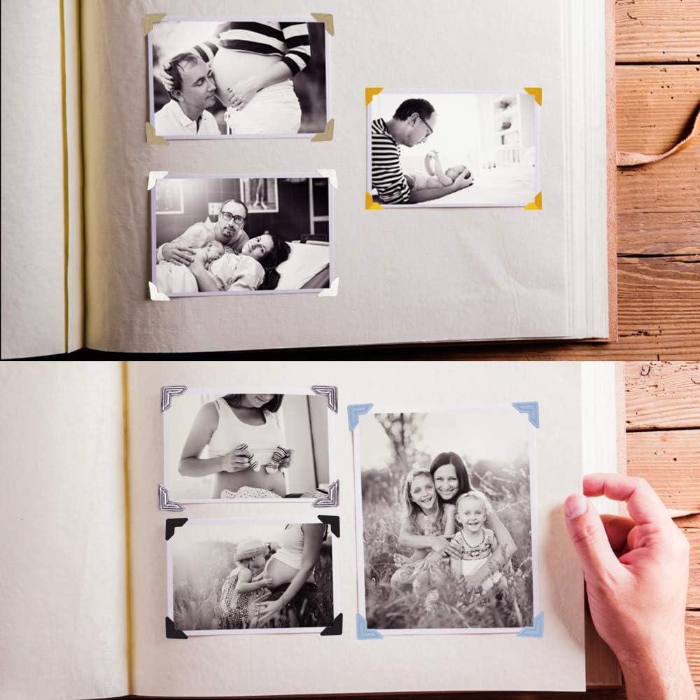 Esquinas de Fotos Autoadhesivas FineGood - 15 Piezas Vintage 14 Colores