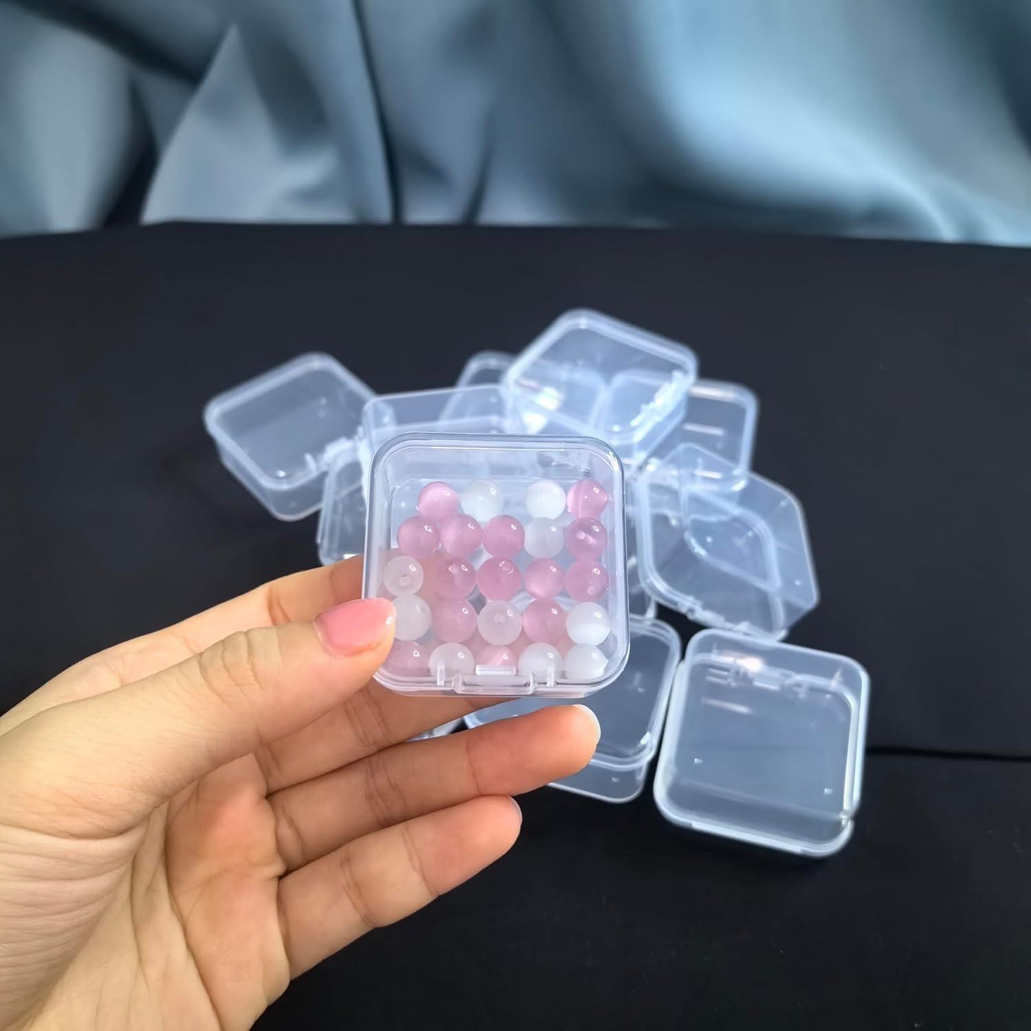 Paquete de 4 cajas de almacenamiento plástico transparente 4.3x4.3cm