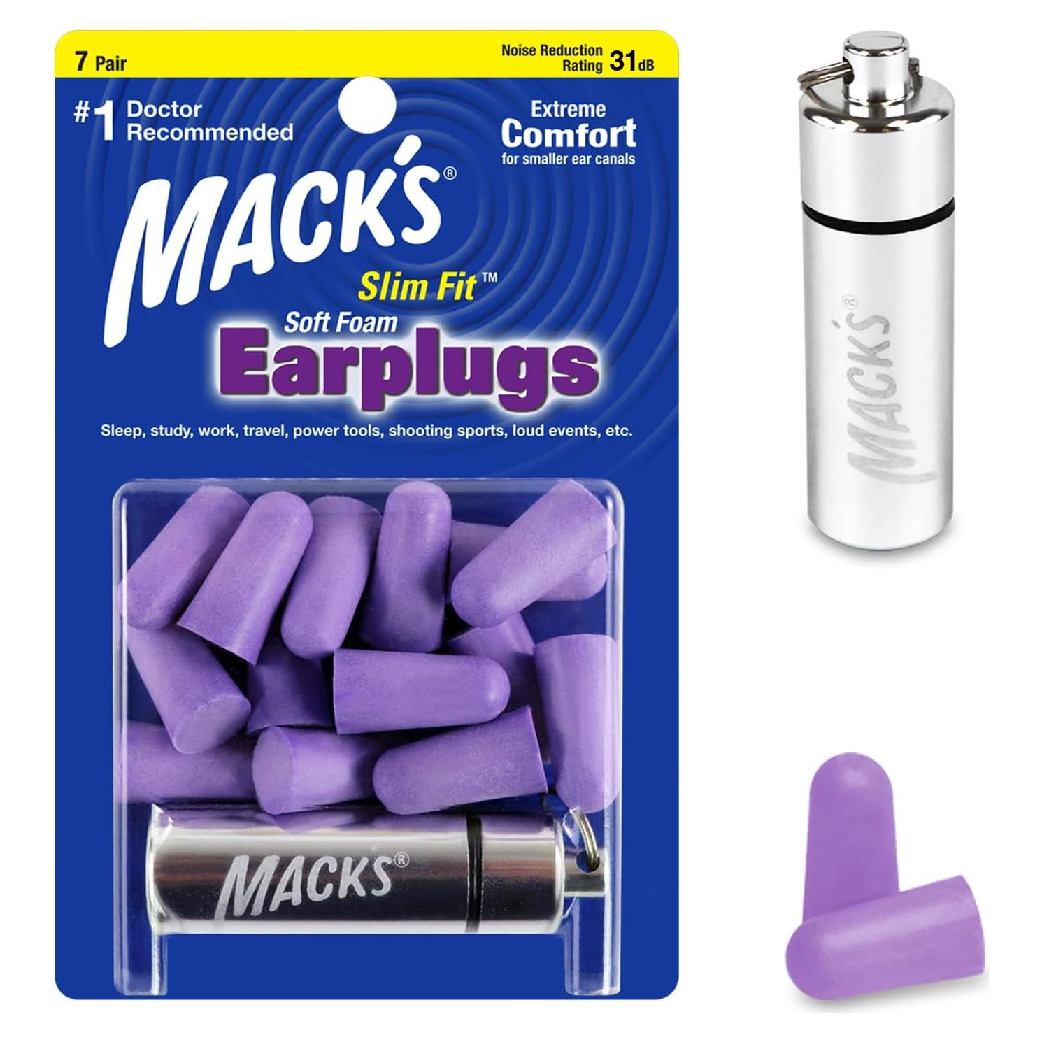 Tapones para oídos Mack's Slim Fit - 7 pares con estuche