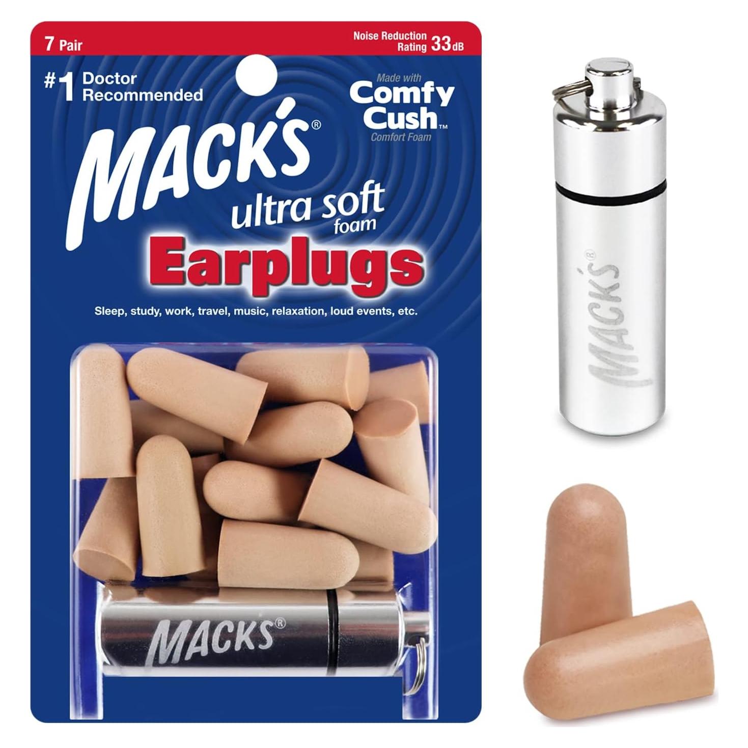 Tapones para oídos Mack de espuma suave, 7 pares, 33 dB NRR