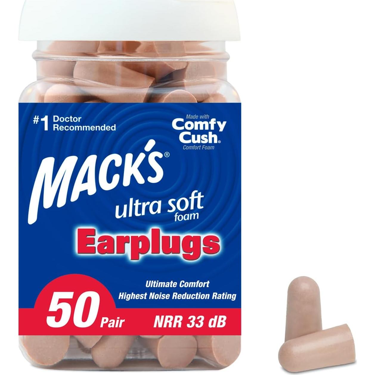 Paquete de Tapones para Oídos Mack's 33dB + Gomitas Vitafusion