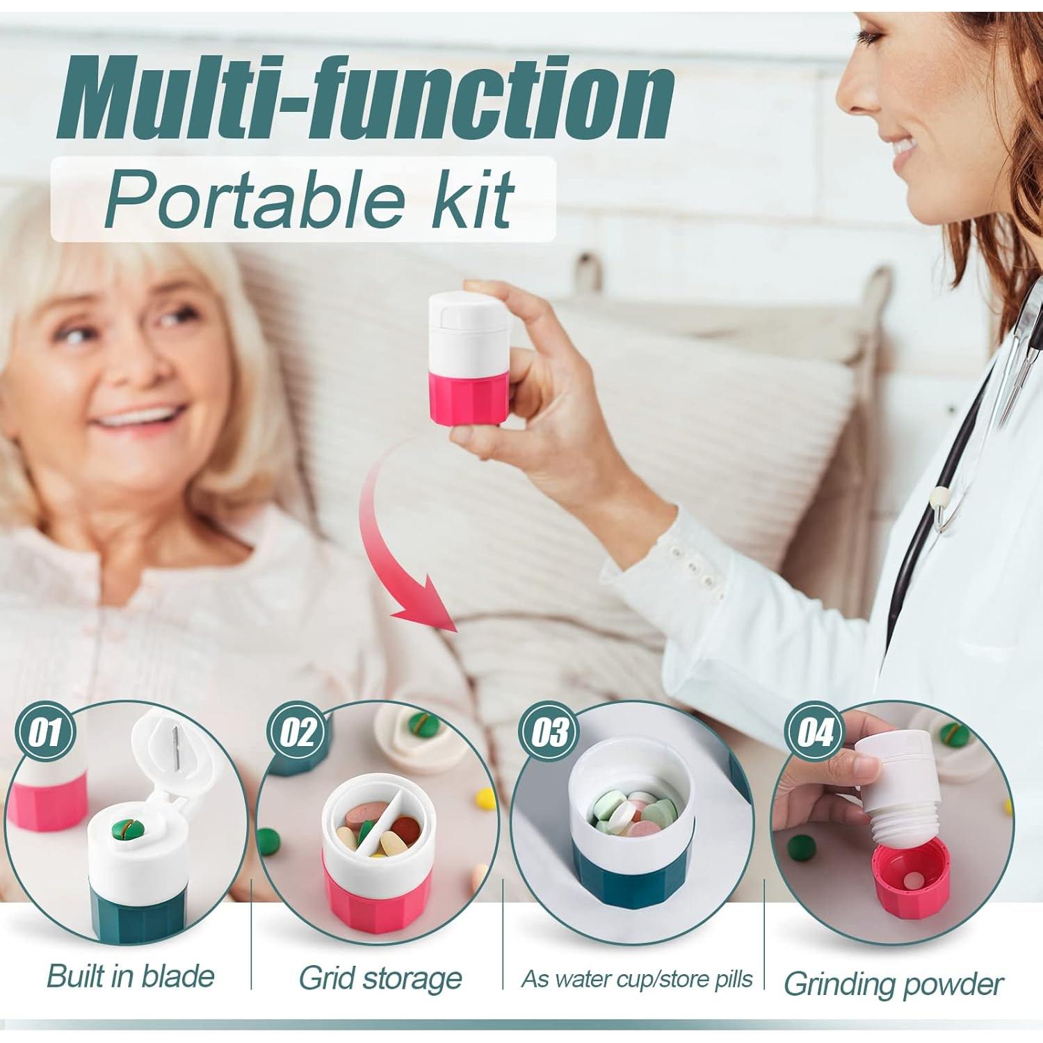 Molinillo y Triturador de Pastillas SZREDU 4 en 1 Rosa