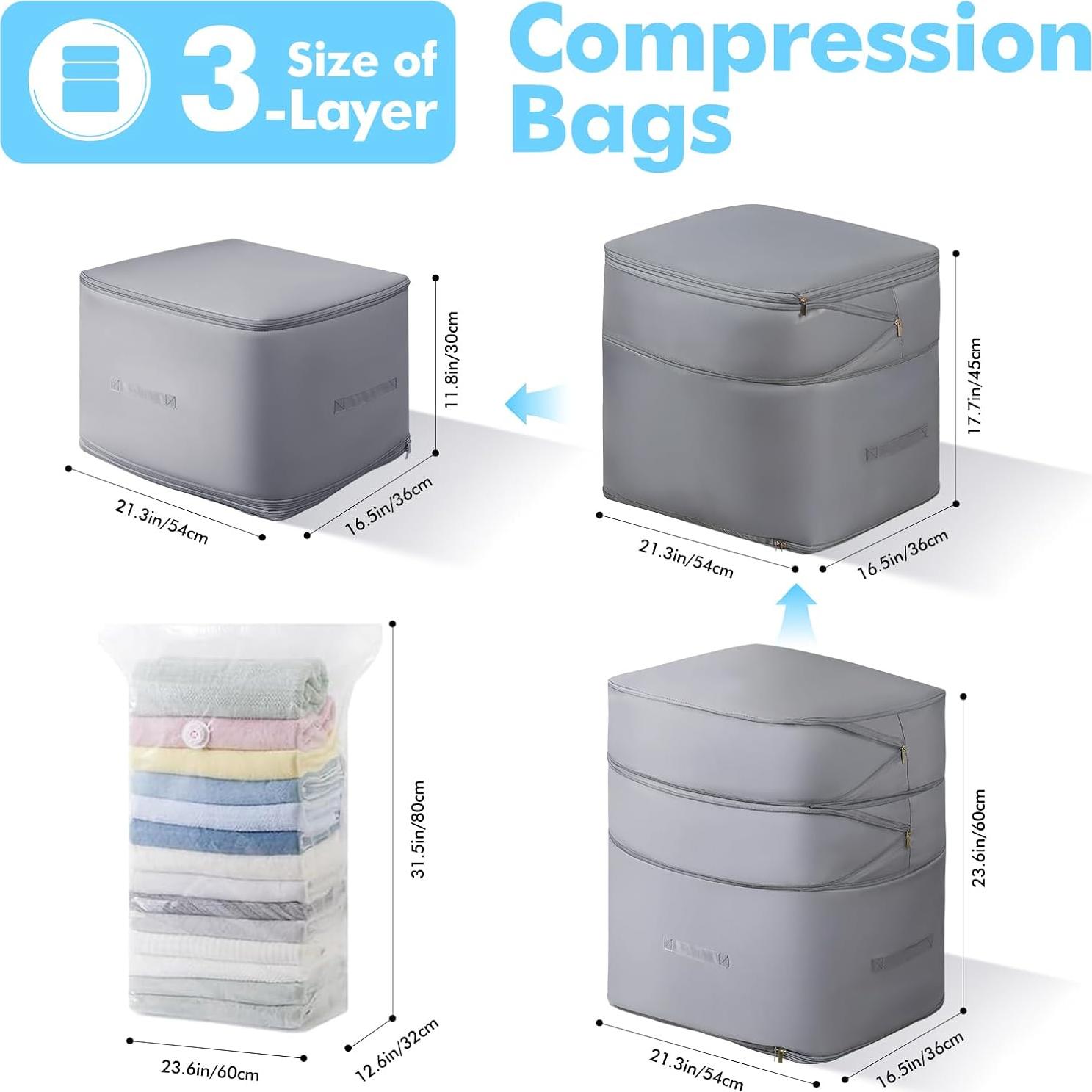Bolsas de Almacenamiento Vercclik 2 Paquete Compresión Gris