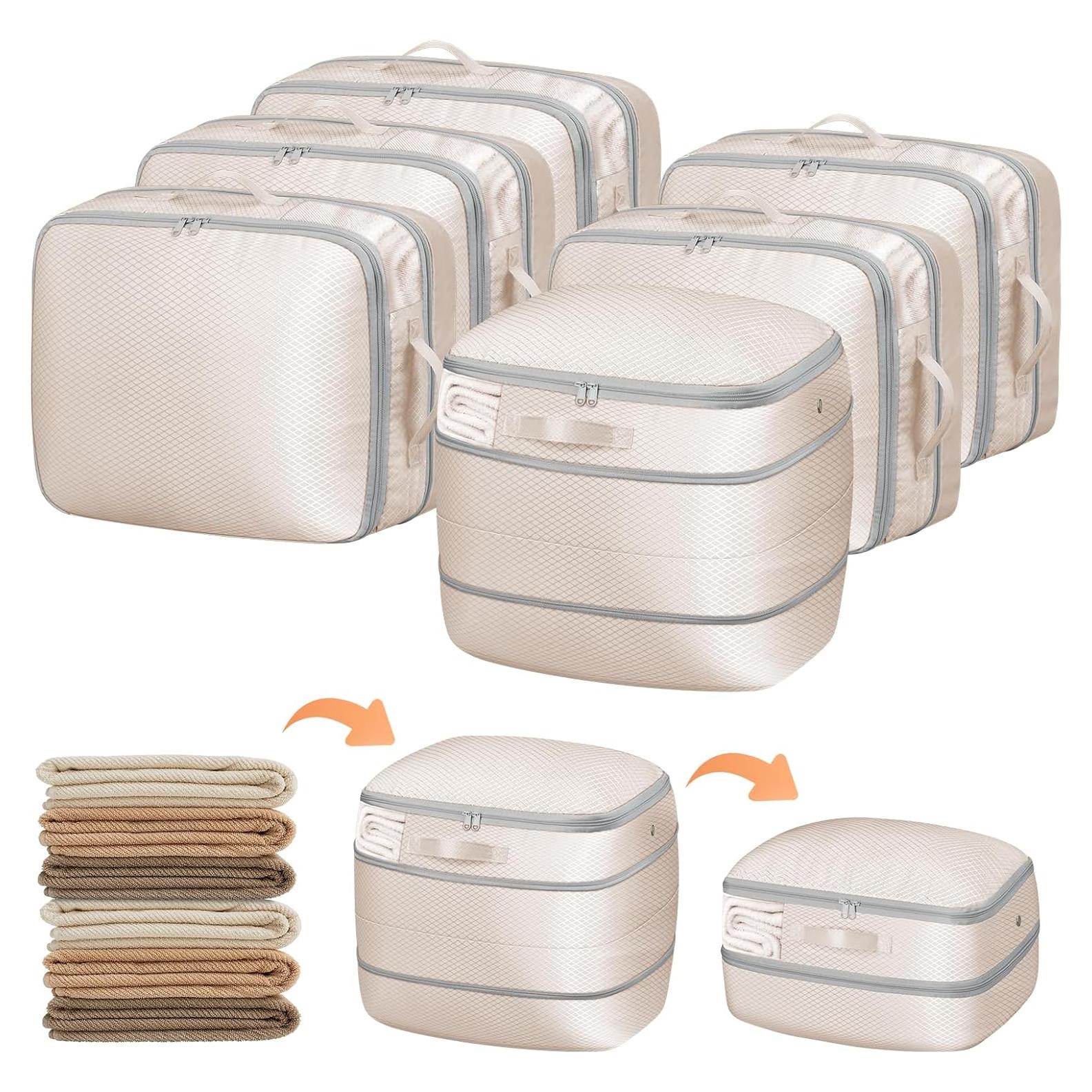 Bolsas de Almacenamiento DIMJ 6 Paquete Compresión 39L Beige