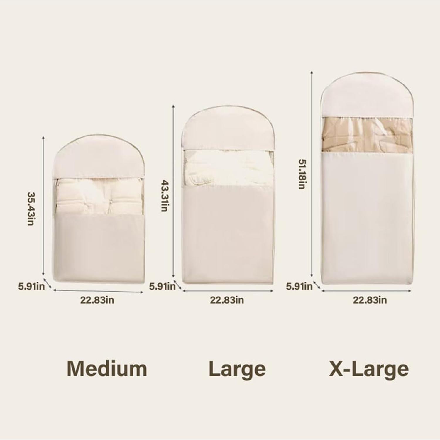 Bolsa de Ropa Colgante Beige L con Cierre de Compresión Automática