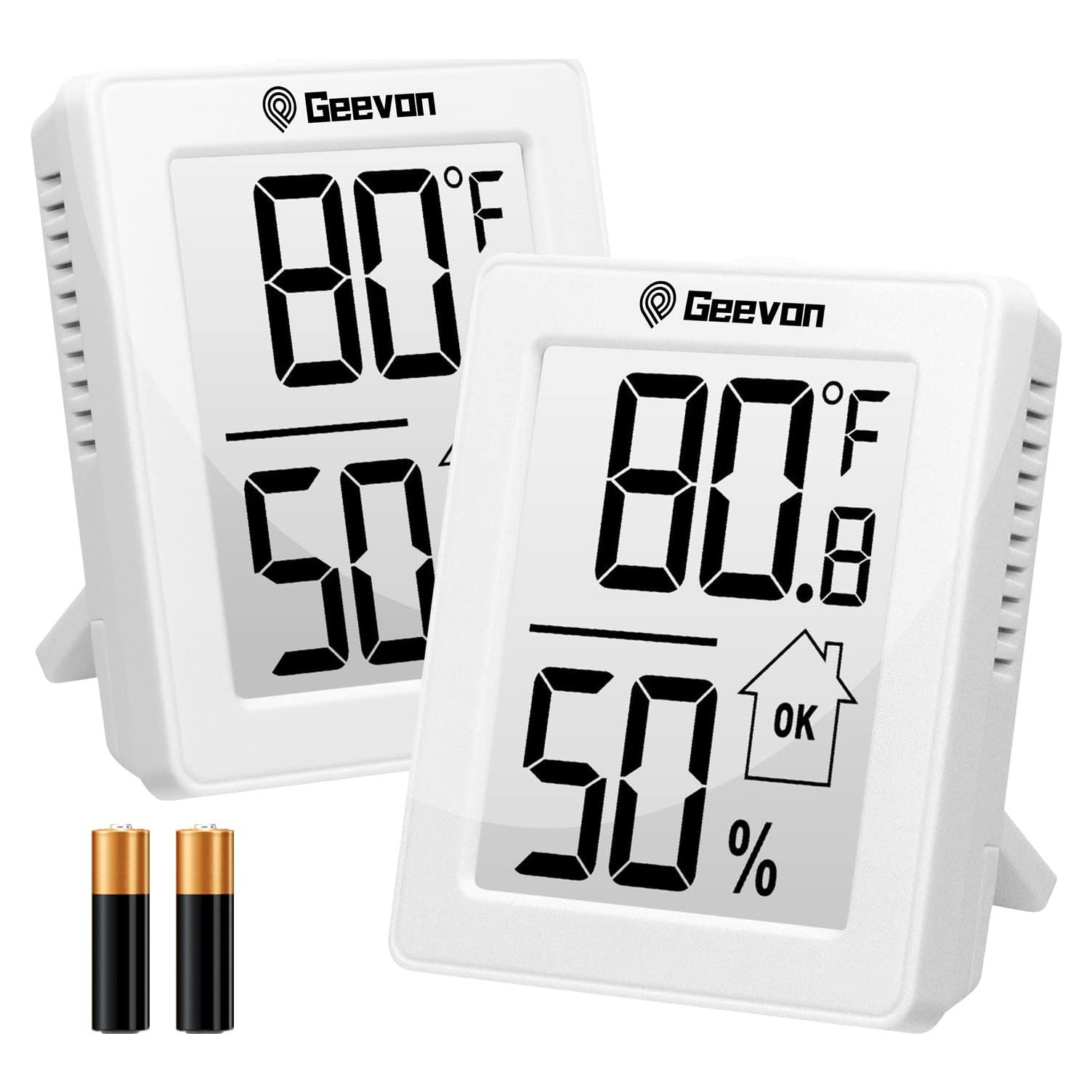 Higrómetro Termómetro Digital Geevon GN-8666-2, 2 Paquete, Blanco