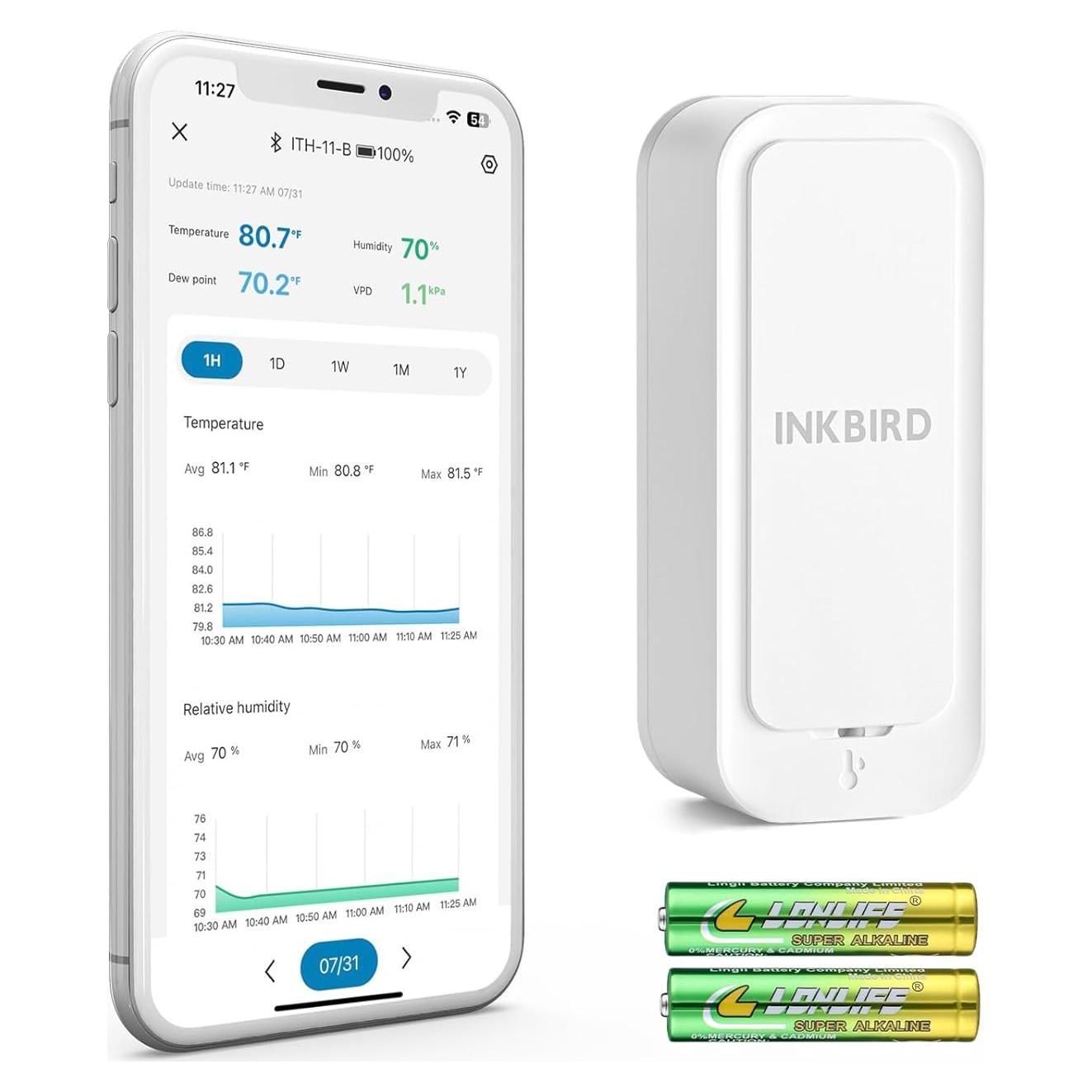 Termómetro Higrómetro Inkbird ITH-11-B Bluetooth IP65 Mini