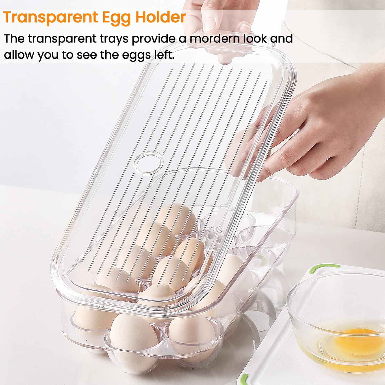 Soporte de Huevos Vacane 2 Paquetes Transparente Apilable 16 Huevos