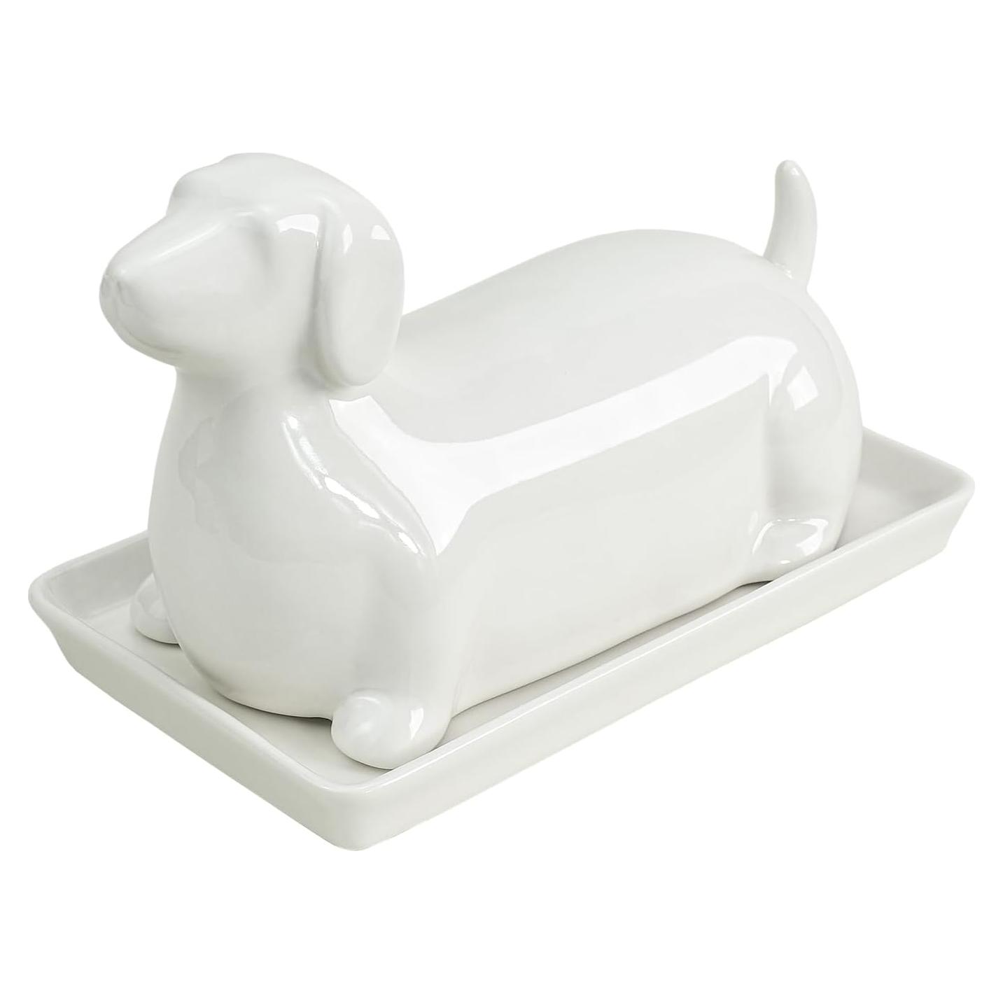 Plato de Mantequilla Cerámico Colias Wing 3D Perro Salchicha