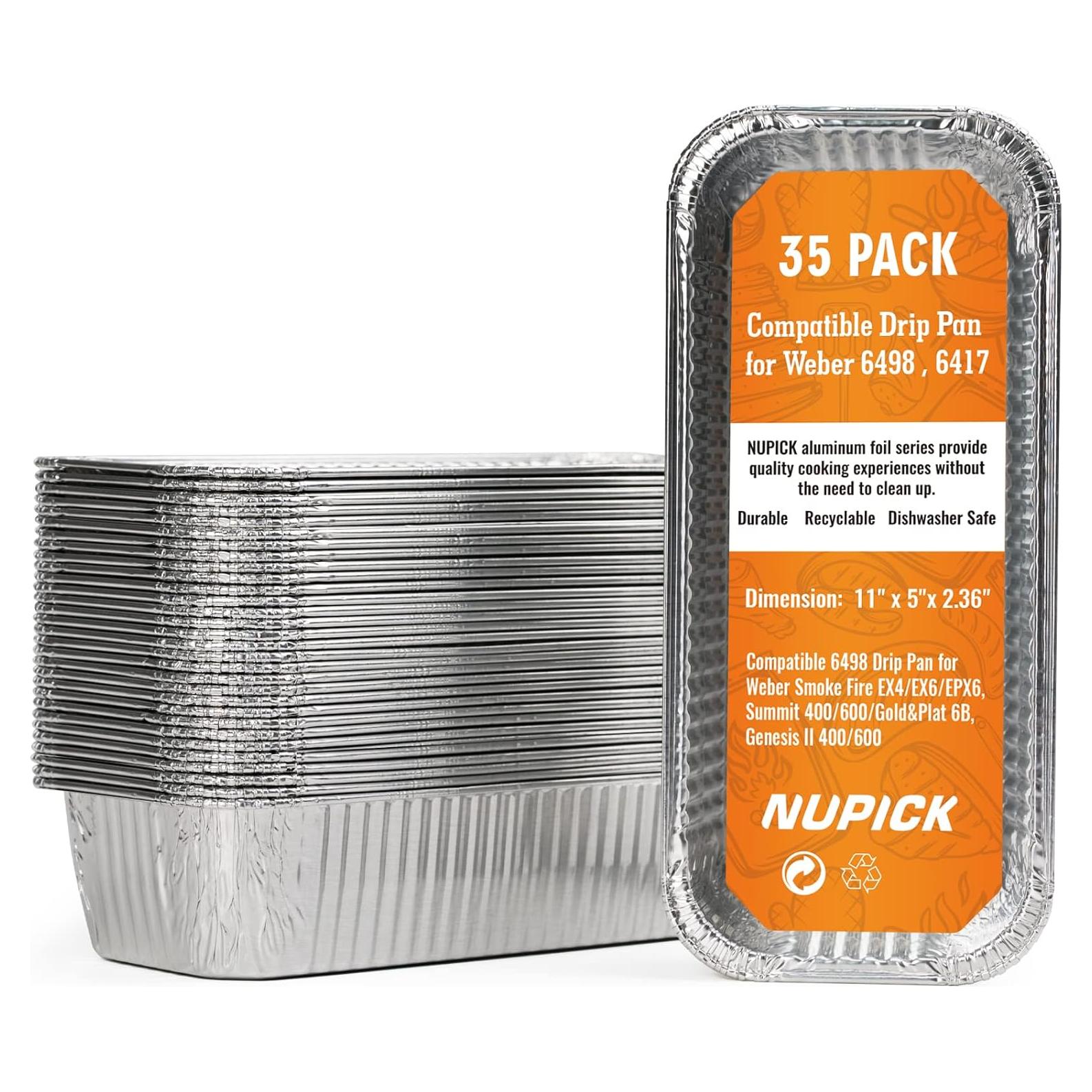NUPICK 35 Bandejas de Goteo Aluminio para Parrillas Weber