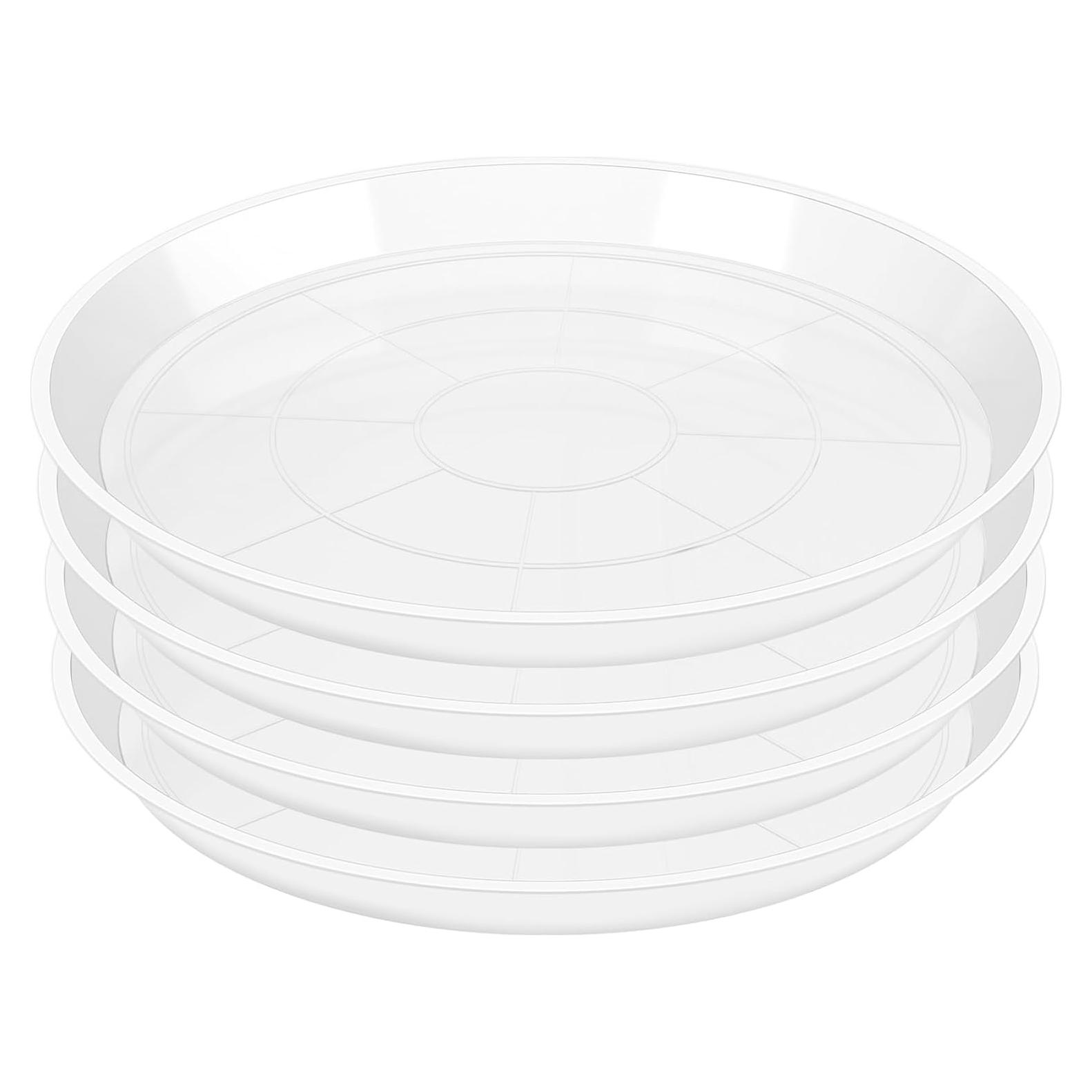 Paquete de 4 platos para plantas OUPSAUI 35.6 cm transparentes