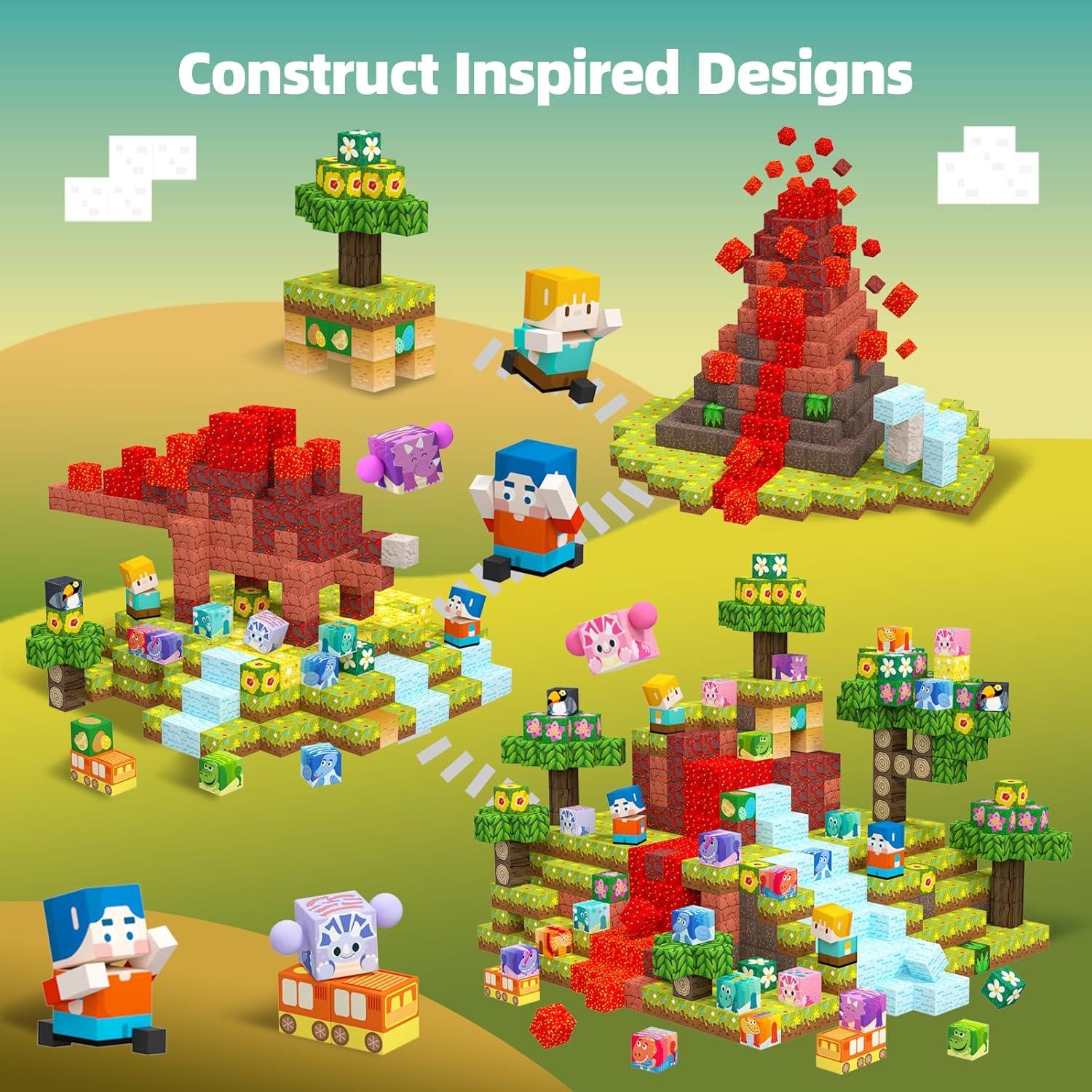 GobiDex Set de Bloques Magnéticos 100PCS Dinosaurios