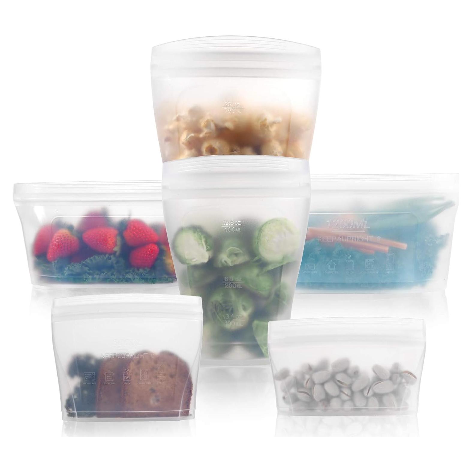 Juego de 6 Bolsas de Silicona Reutilizables Xomoo 600ml-1200ml