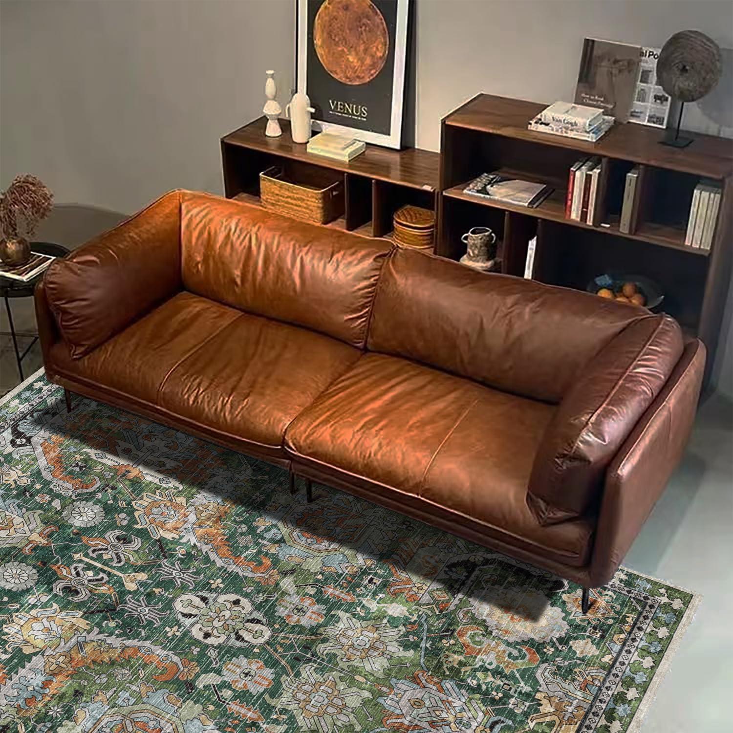 Alfombra de Área Lavable RUGSURE Tribal Verde 0.91x1.52m