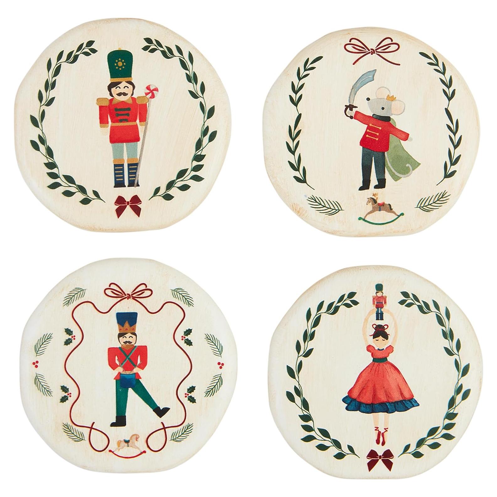 Juego de Posavasos de Resina Cascanueces Mud Pie - 4 Piezas