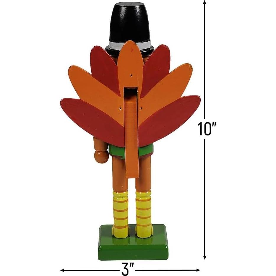 Cascanueces de Madera Pavo Peregrino 25.4 cm Acción de Gracias