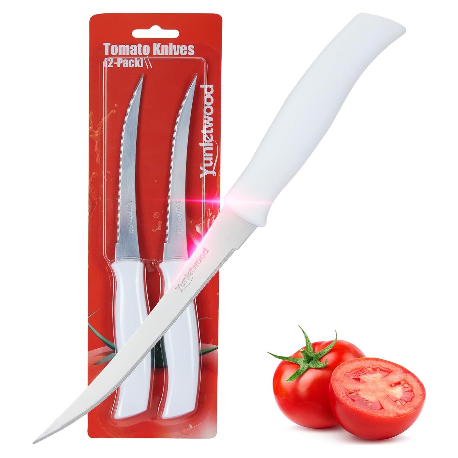 Cuchillos para Tomate Yunletwood 2-Pack, Acero Inoxidable Serrado