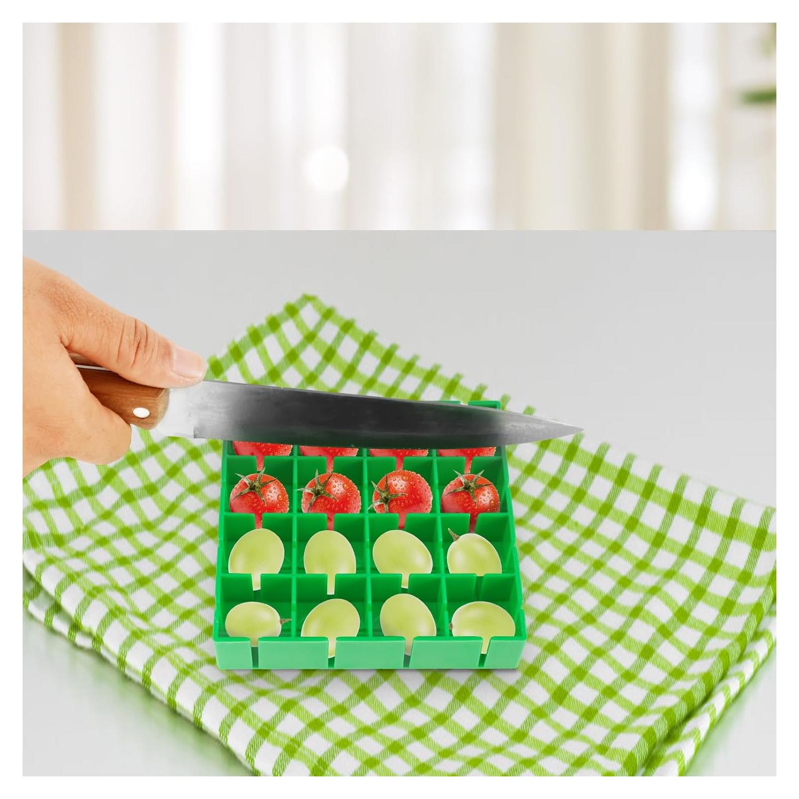 Cortador de Tomates Cherry y Uvas MENDILFK 2 Piezas 16 Compartimentos