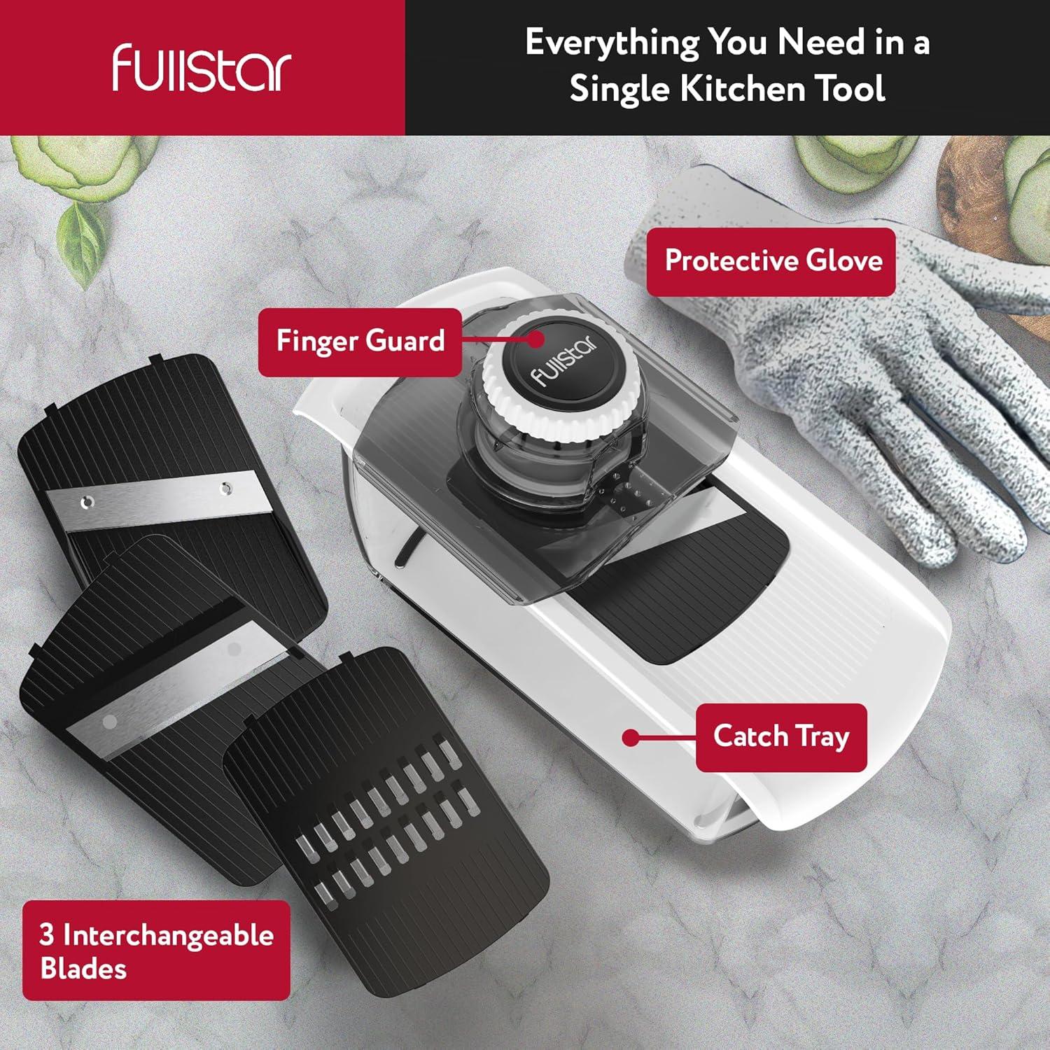 Cortador Mandolina 3 en 1 Fullstar - Acero Inoxidable, Blanco