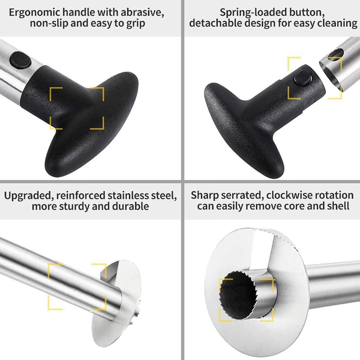 Descorazonador de piña UpTuoLi negro, acero inoxidable, 24 cm