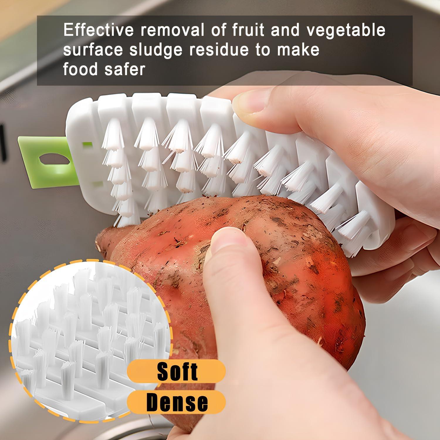 Cepillo de Limpieza de Vegetales Qiifaiikooii - 2 Pcs Antideslizante