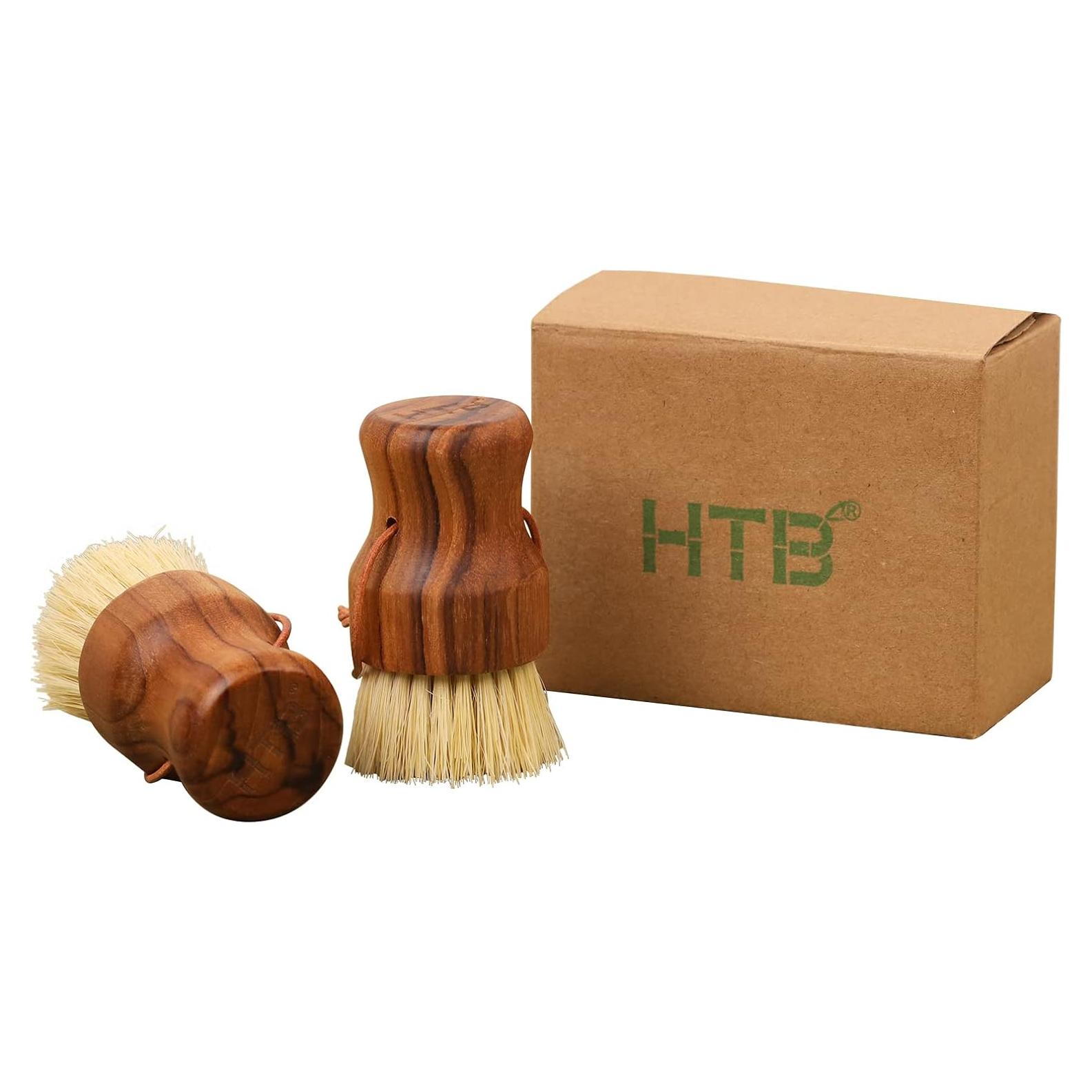 Set de 2 Cepillos de Fregado de Platos HTB - Madera de Teca y Sisal
