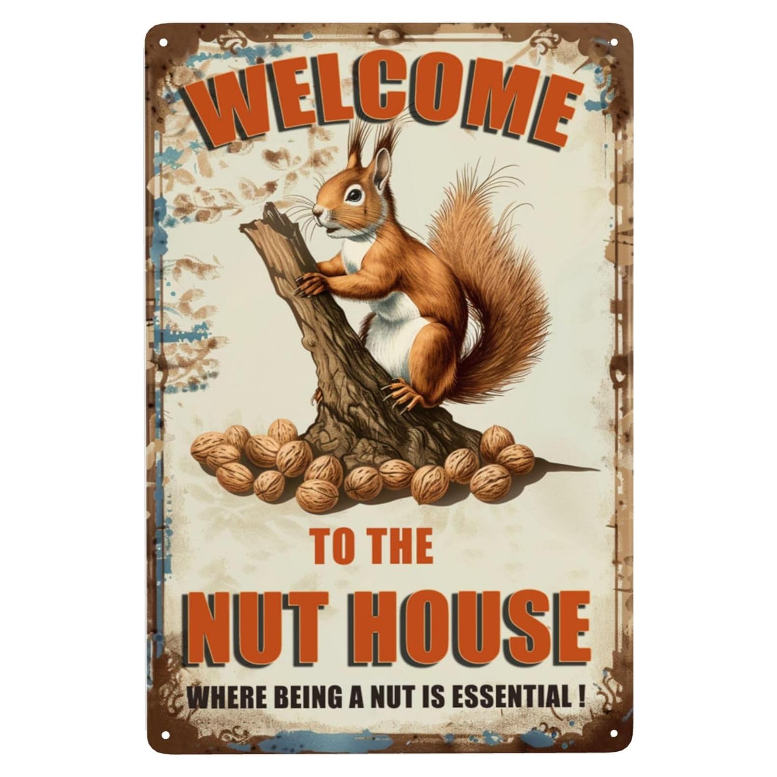 Señal de Bienvenida Ardillas Naranja 30x20 cm Metal Vivibride