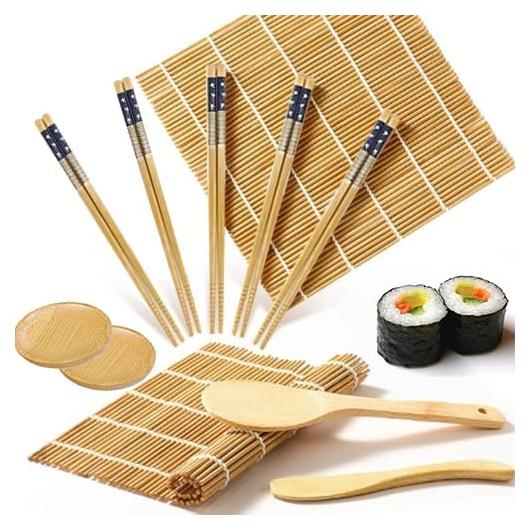 Kit de Sushi de Bambú BOBOAR con Esteras y Utensilios Ecológicos