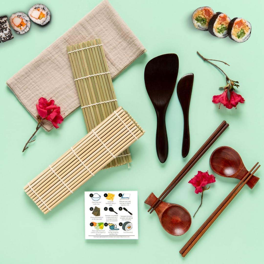 Kit de Sushi HEKAMOVE Premium Ecológico 13 Piezas Madera