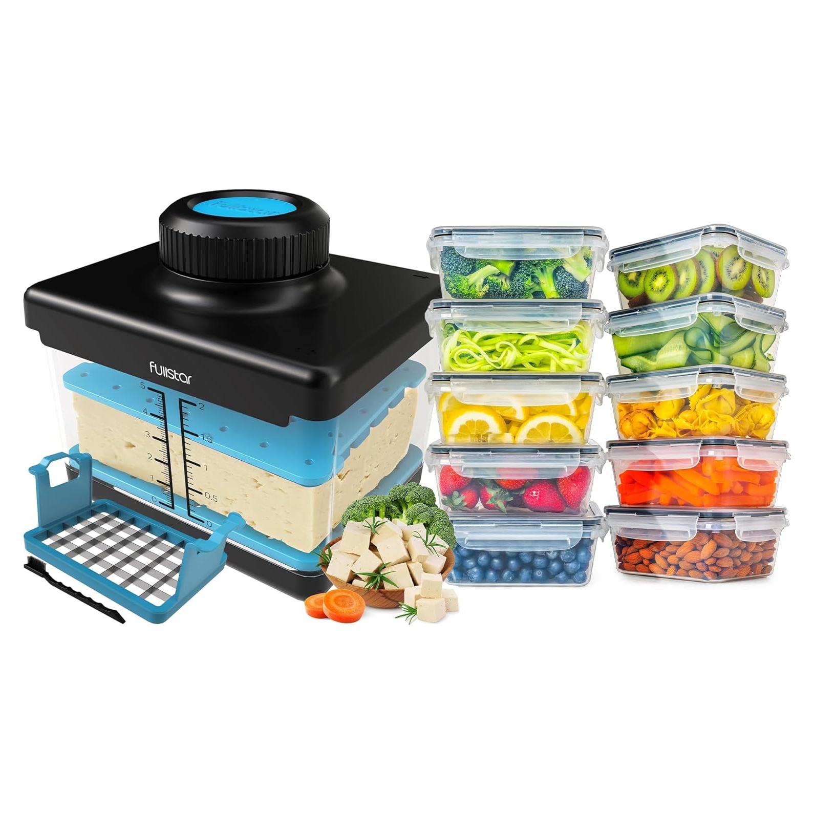 Prensa de Tofu Fullstar + 20 Recipientes Plástico 0.88L