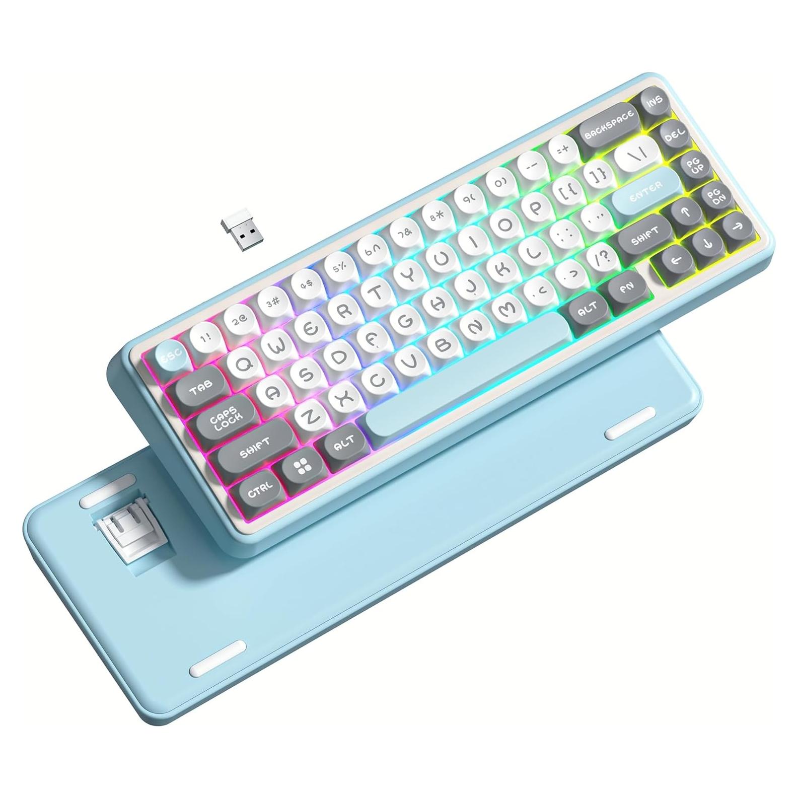 Teclado Womier WK60 Mecánico Inalámbrico RGB 60% Azul