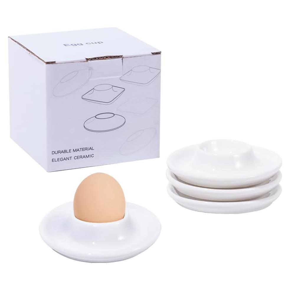 Set de 4 Tazas de Huevo de Cerámica Gimleeton - Blancas Apilables
