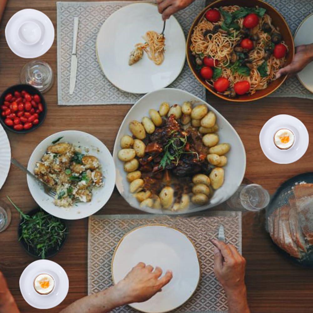 Set de 4 Tazas de Huevo de Cerámica Gimleeton - Blancas Apilables