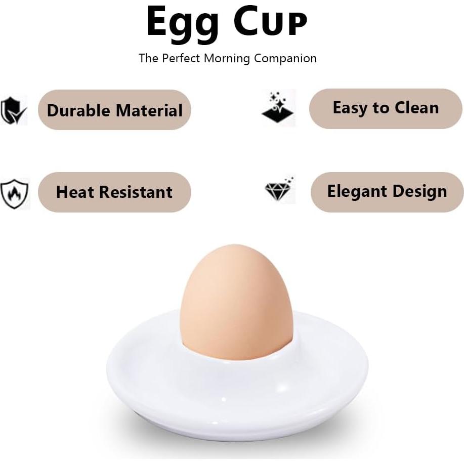 Set de 4 Tazas de Huevo de Cerámica Gimleeton - Blancas Apilables