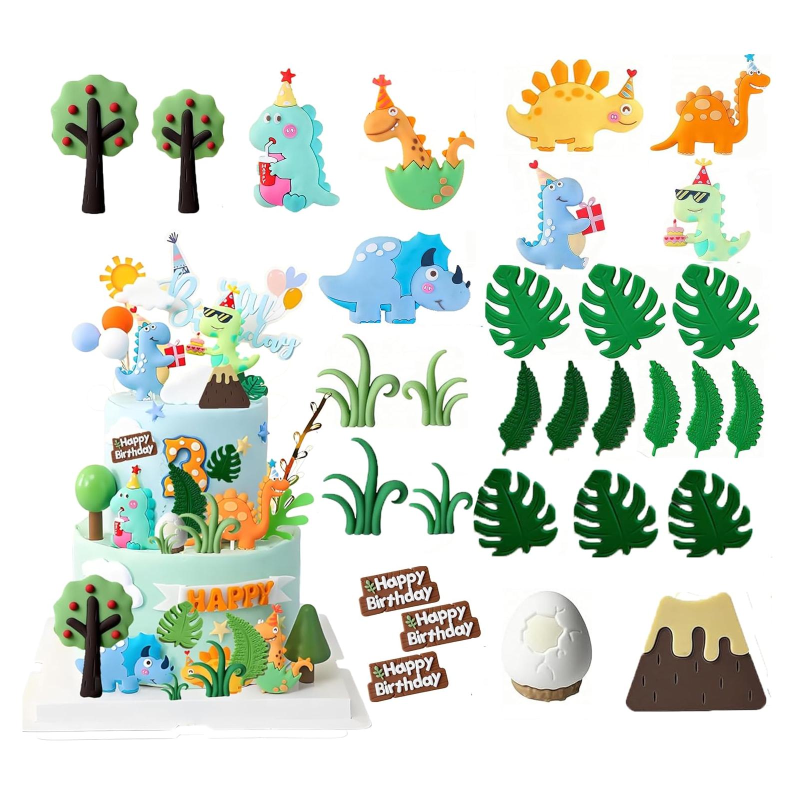 Adorno de Pastel de Dinosaurio SSIMOO 30 Piezas Reutilizables