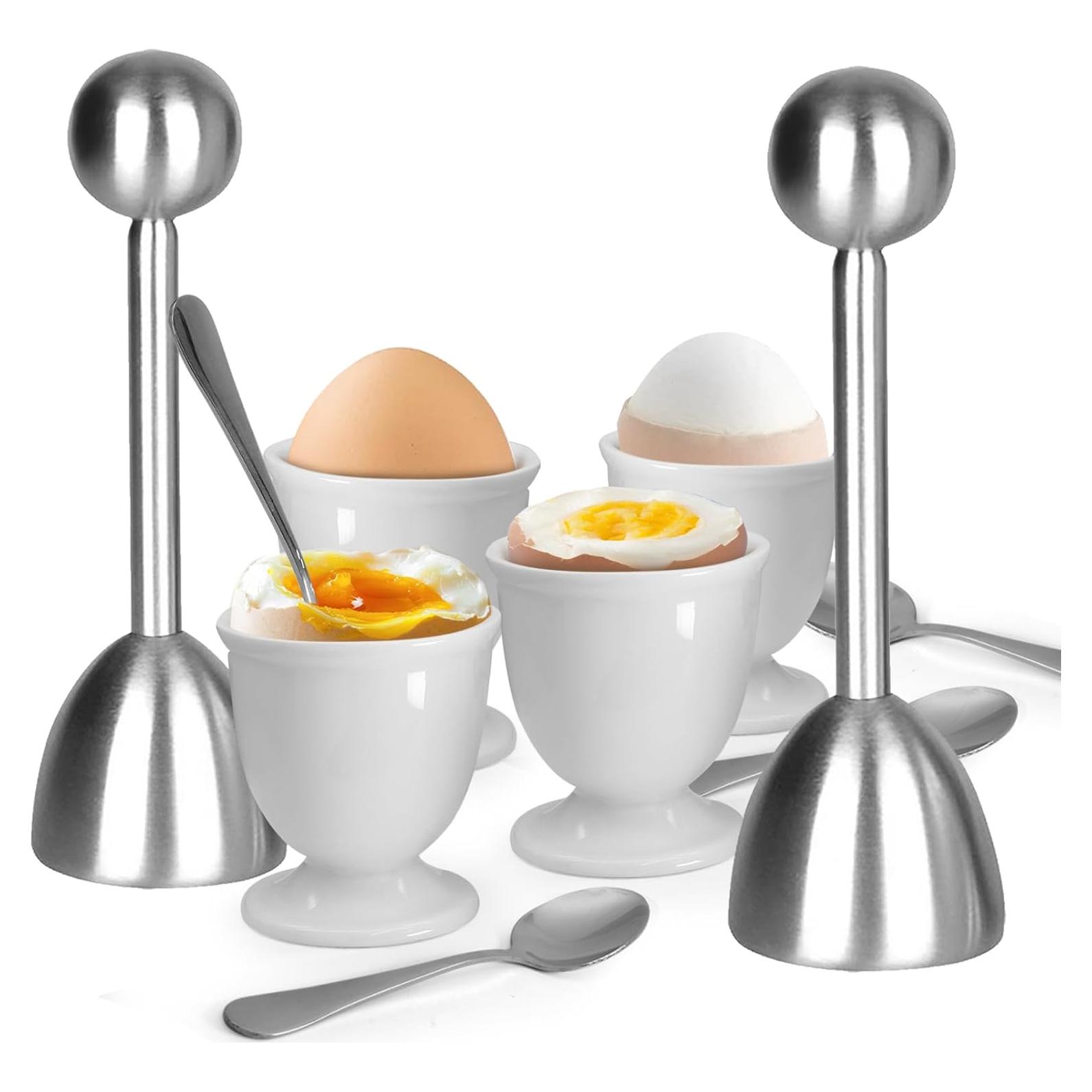 Juego de Tazas para Huevos Vibedor con Cortadores y Cucharas