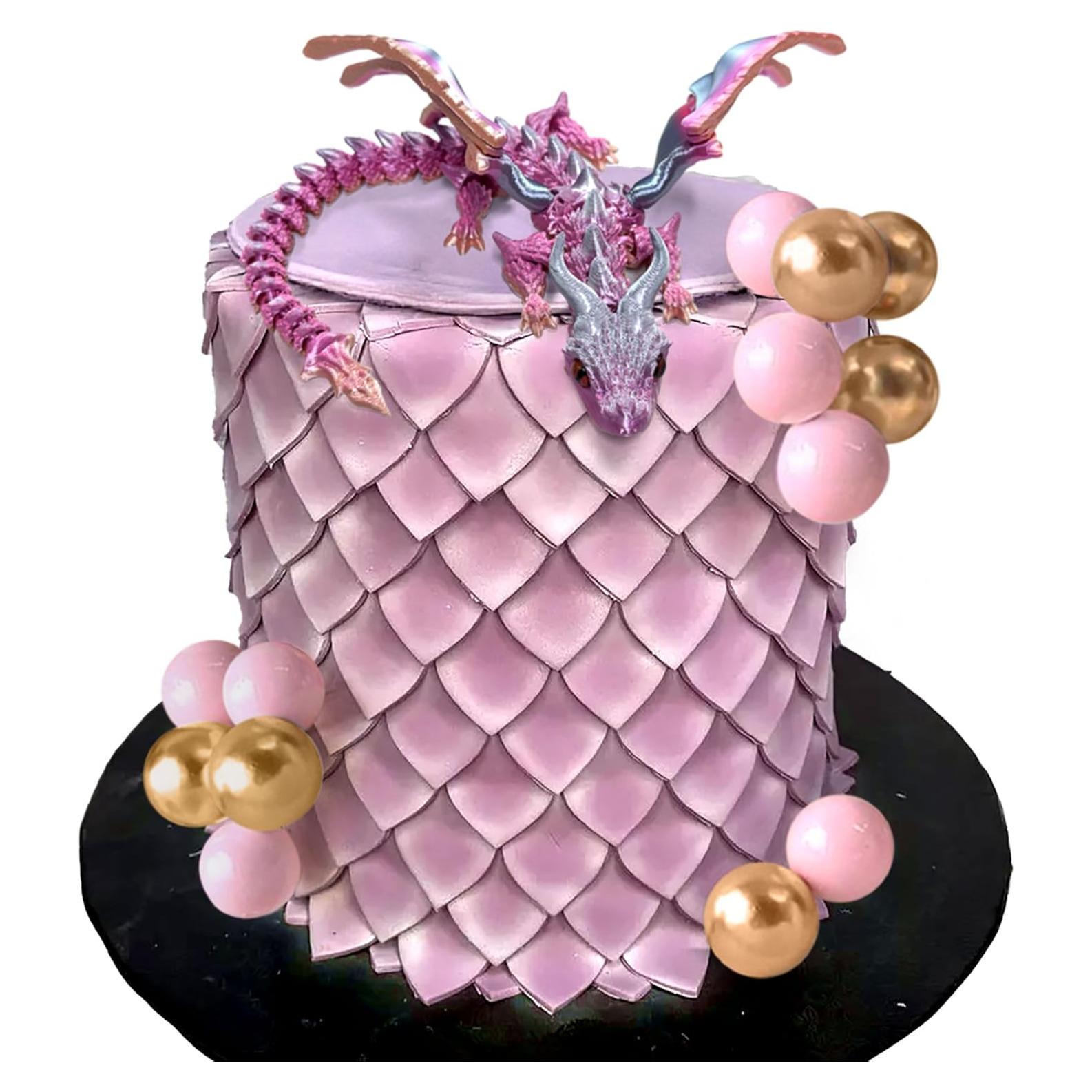 Adorno de pastel dragón 3D Roaring Good Time con huevos y bolas