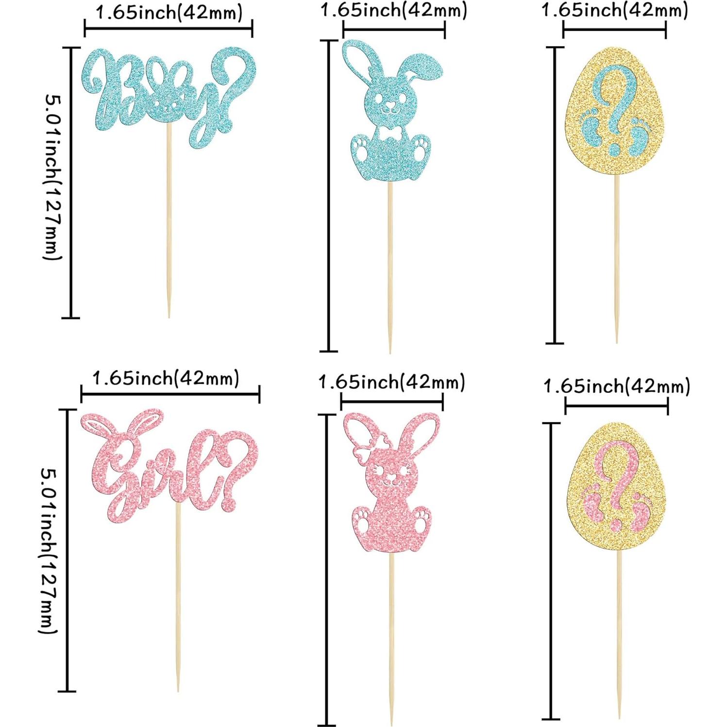 24 Toppers de Cupcake Revelación de Género Ephlyn - Pascua