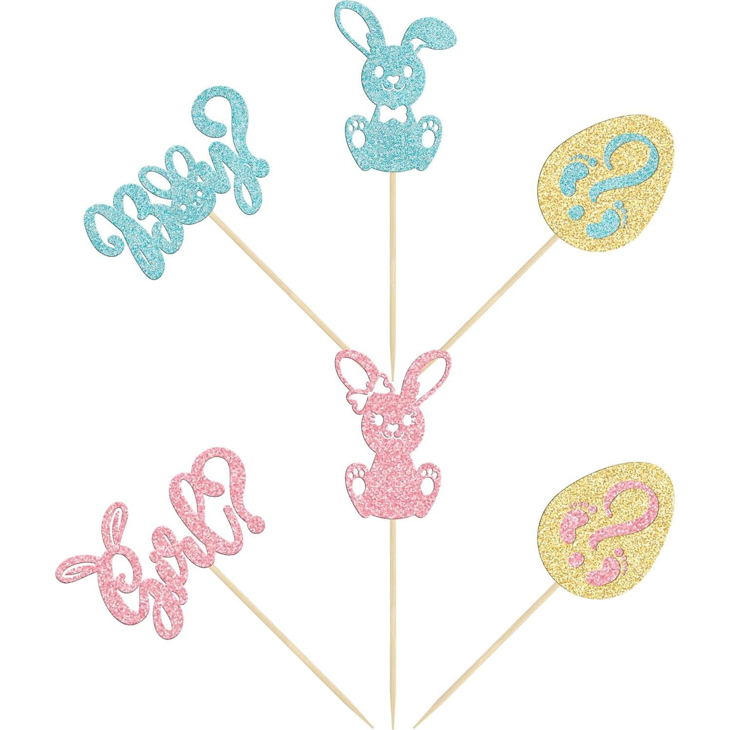 24 Toppers de Cupcake Revelación de Género Ephlyn - Pascua