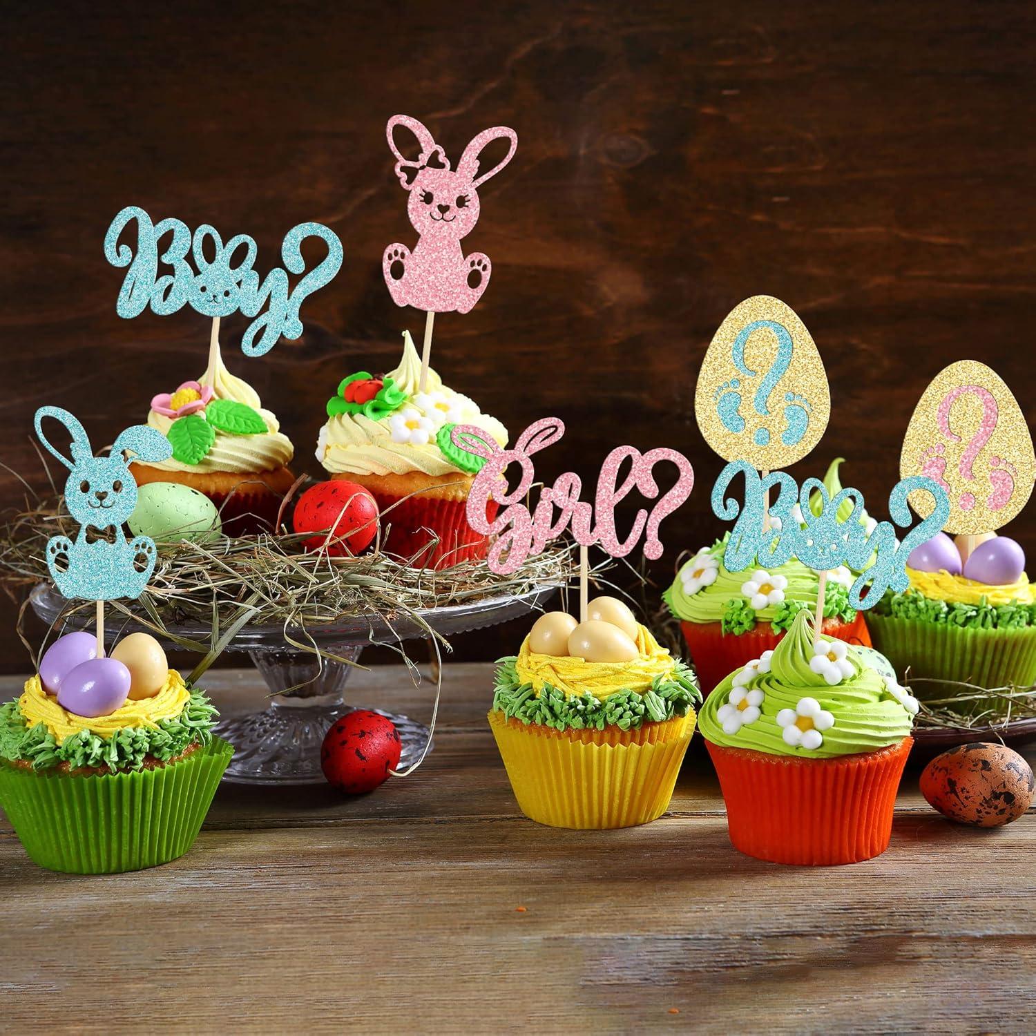 24 Toppers de Cupcake Revelación de Género Ephlyn - Pascua
