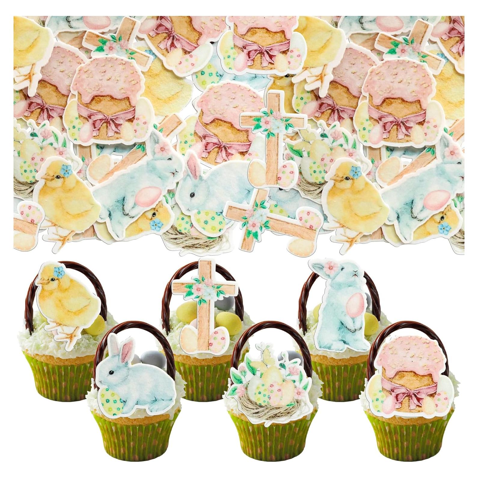 48 Piezas Decoraciones Comestibles de Cupcake Gyufise Pascua